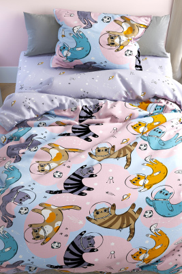 КПБ Павлайн FreeDom бязь Коты в Космосе, 1,5 сп