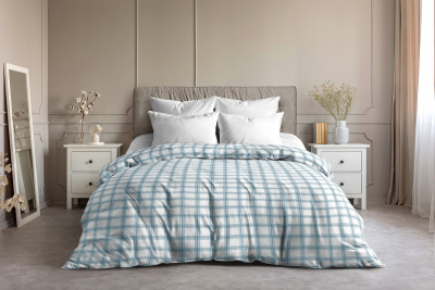 Пододеяльник Тартан поплин 2 сп. бирюза